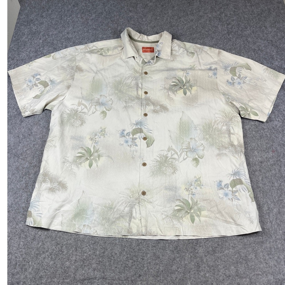 Tommy Bahama Mens XXL Silk Floral Palm Short Sleeve Button Down Shirt 123-T34492